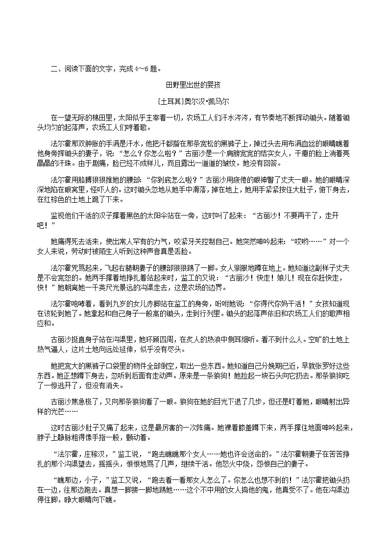 小说阅读--文体特征限时考 学生版 试卷03