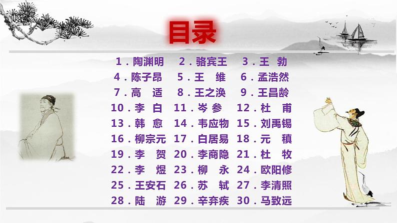 微积累  中国古代30位著名诗人概述1（53张） 课件02