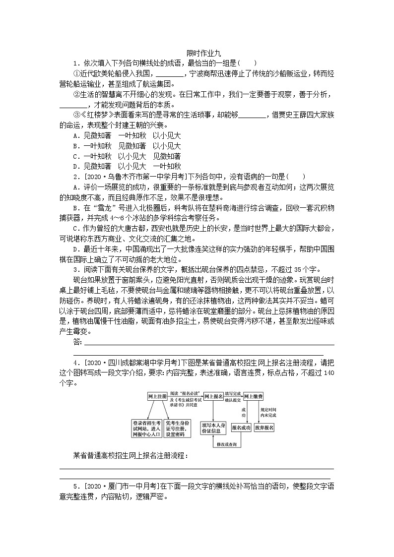 2021年高考语文小题限时作业9（含答案详解）01