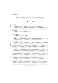 湖南省四大名校名师团队2021届高三下学期5月高考猜题卷（A）语文（含答案）