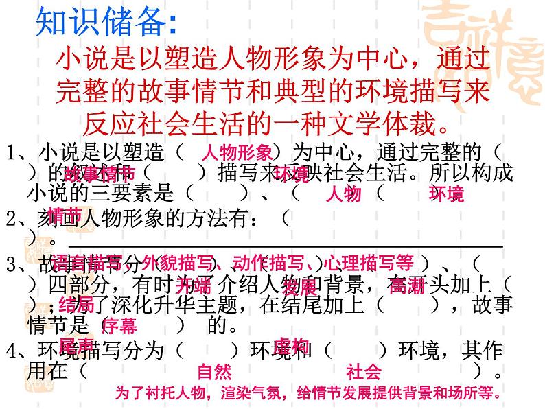 2021高考语文 小说阅读解题技巧(整理)分析08