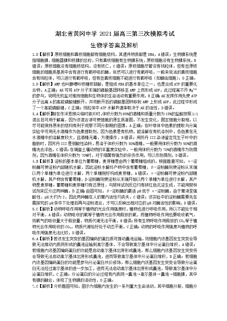 2021高考语文 黄冈中学最后一卷01