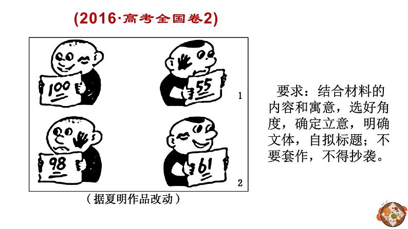 漫画作文如何审题 课件-2020-2021学年高中语文写作方法指导06