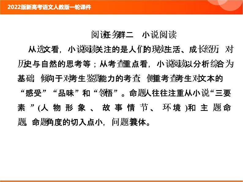 2022版新高考语文人教版一轮课件：2.2.2.1 小说整体阅读指导 复习PPT01