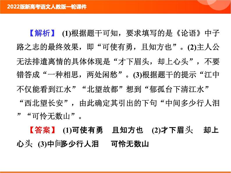 2022版新高考语文人教版一轮训练：3.3 名篇名句默写 专项复习PPT+课时作业03