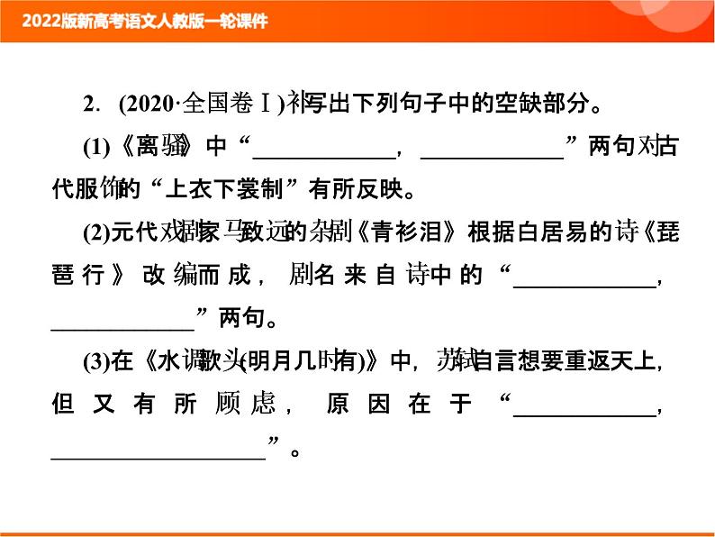 2022版新高考语文人教版一轮训练：3.3 名篇名句默写 专项复习PPT+课时作业04