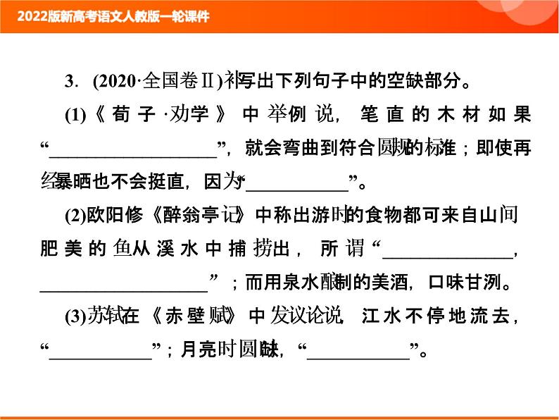 2022版新高考语文人教版一轮训练：3.3 名篇名句默写 专项复习PPT+课时作业06