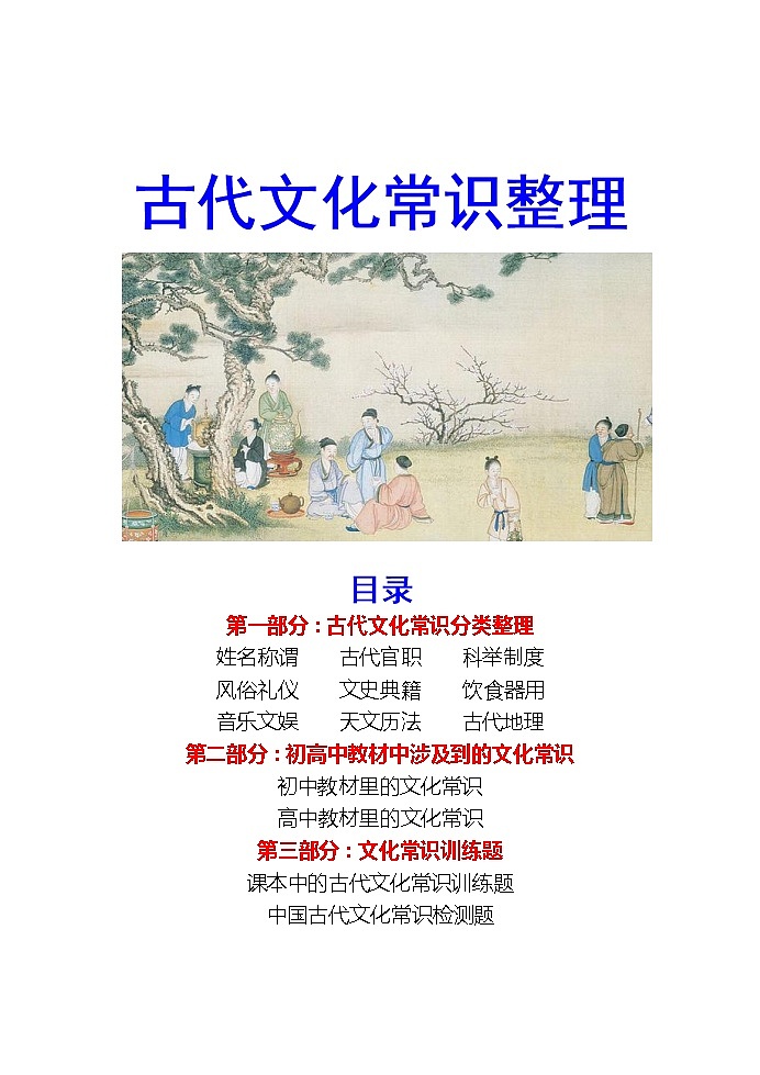 微一轮   高考语文资料整理 古代文化常识（82页）教案01