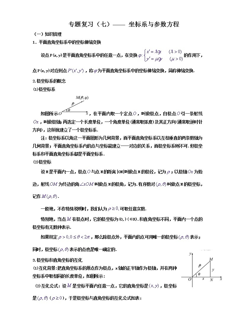 高中数学专题复习：专题复习（七）——坐标系与参数方程 Word版含解析学案第1页