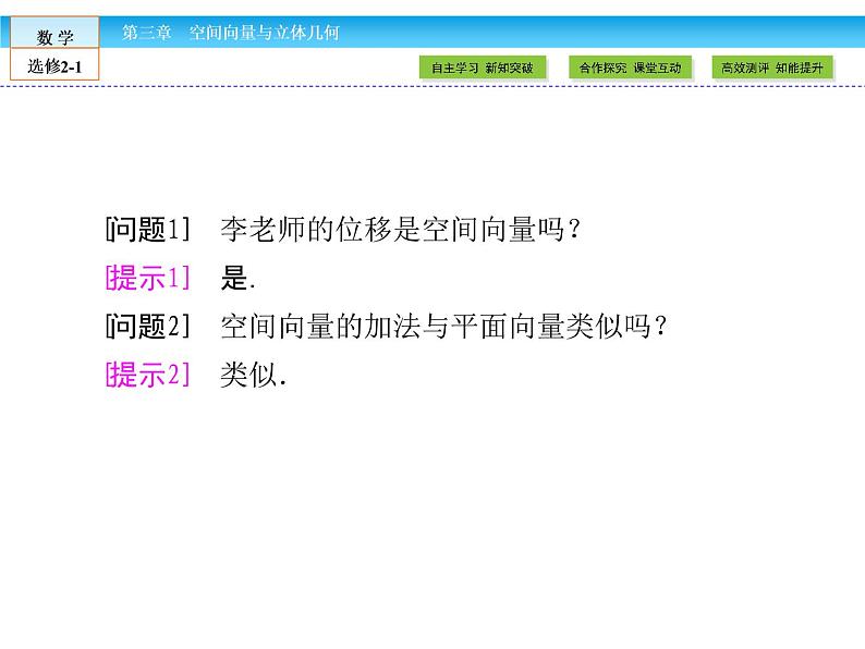 （人教版）高中数学选修2-1课件：第3章 空间向量与立体几何3.1.106