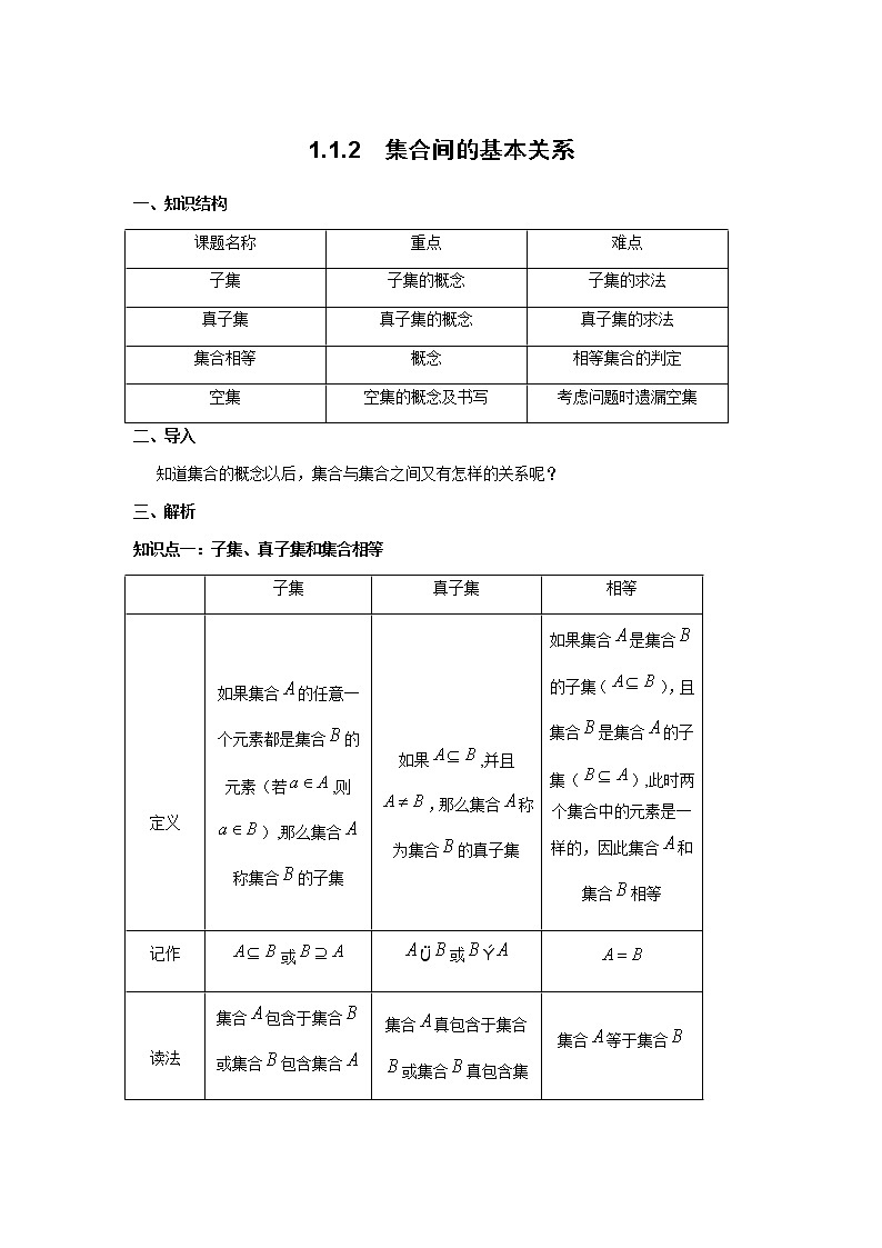 1.1.2集合间的基本关系 学案01