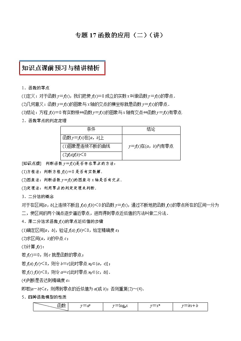 专题17 函数的应用（二）（讲）01