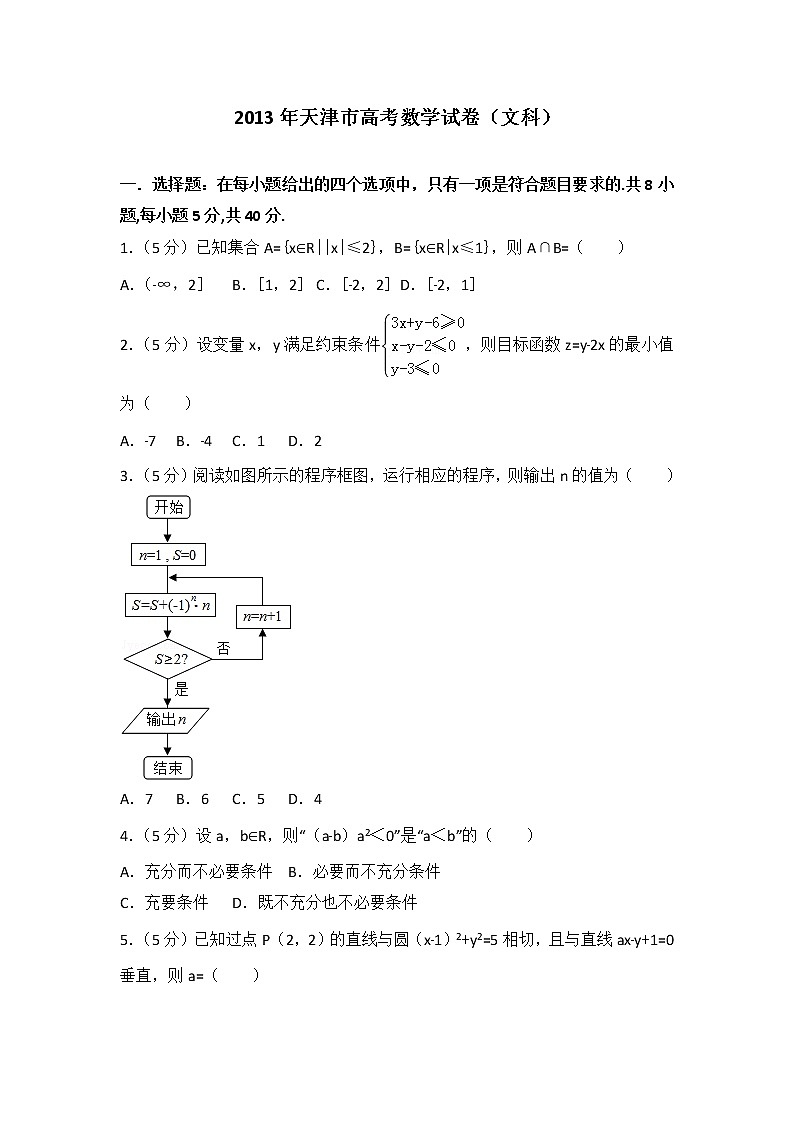 2013年天津市高考数学试卷（文科）01