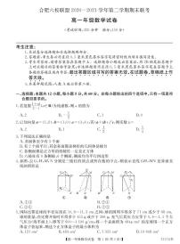 2020-2021学年安徽省合肥市六校联盟高一下学期期末联考数学试题 PDF版