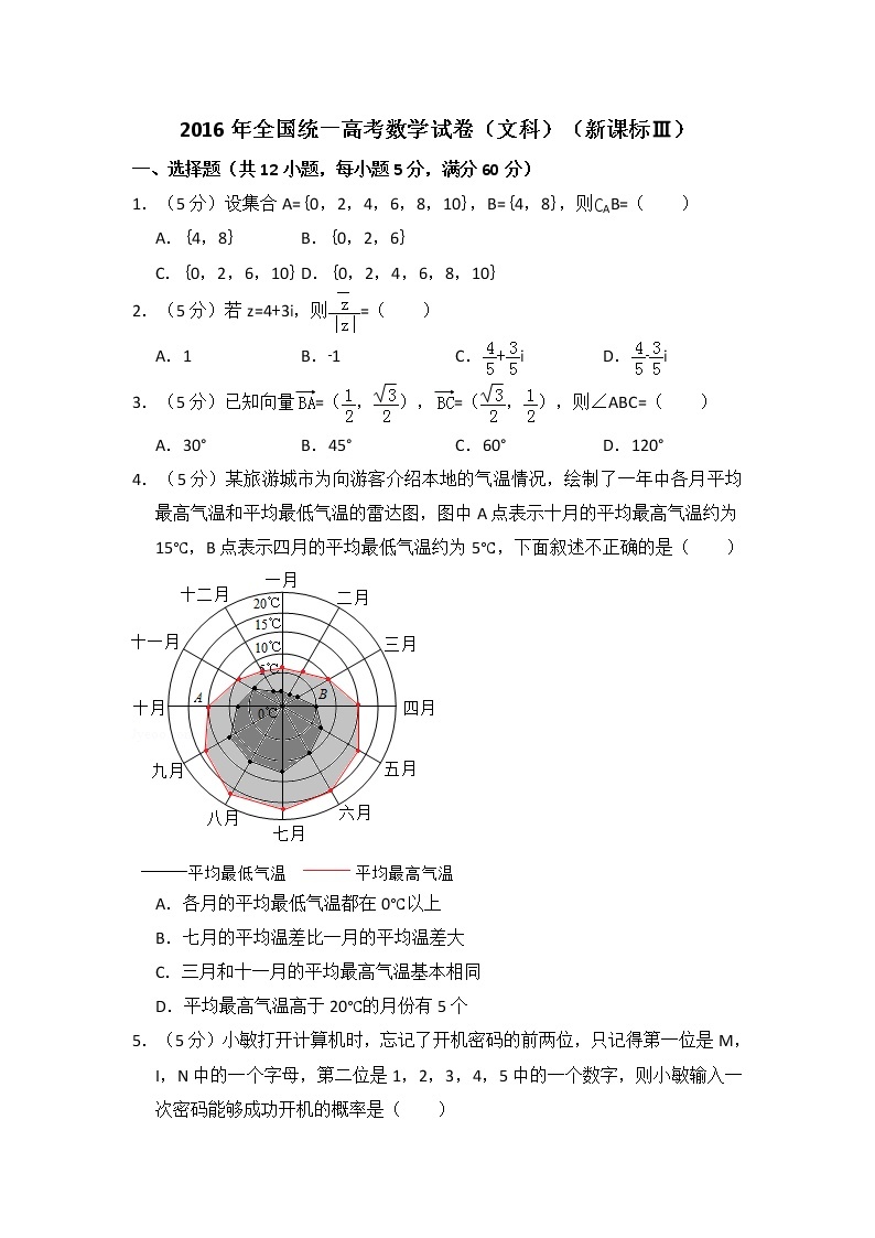 2016年全国统一高考数学试卷（文科）（新课标ⅲ）（含解析版）01