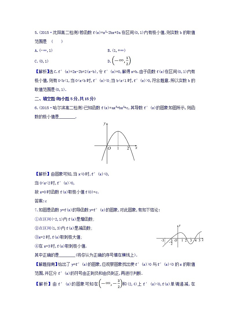 人教A版高中数学选修1-1课时提升作业（二十三） 3.3.2 函数的极值与导数 探究导学课型 Word版含答案 练习03