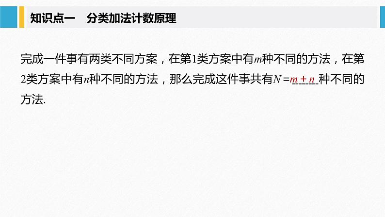 2021届高中数学新教材同步选择性必修第三册 第6章 §6.1 第1课时 两个计数原理及其简单应用课件PPT第5页