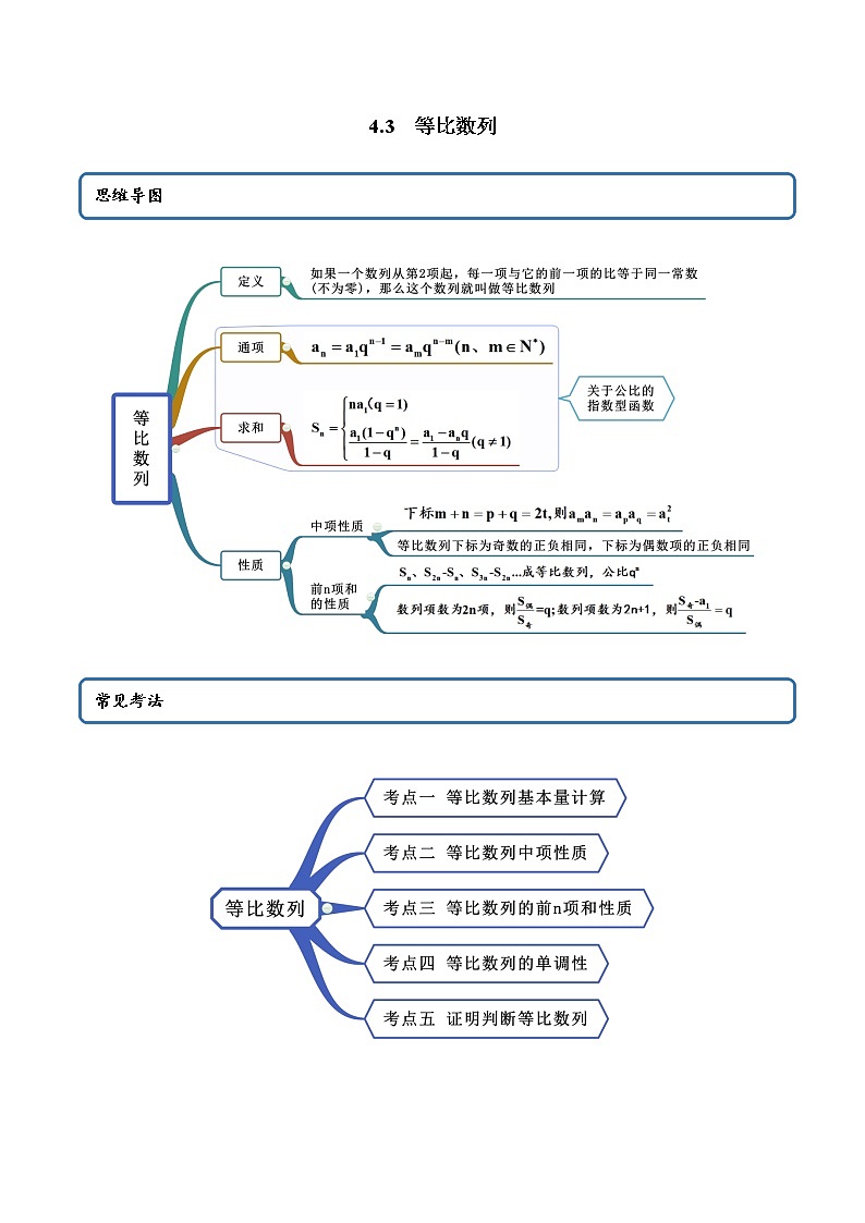 4.3 等比数列（精讲）（原卷版）第1页