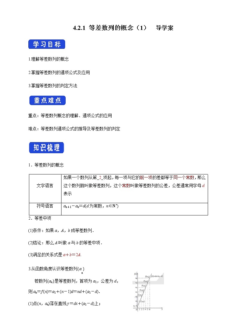【新教材精创】4.2.1 等差数列的概念（1）导学案- (人教A版 高二 选择性必修第二册)01