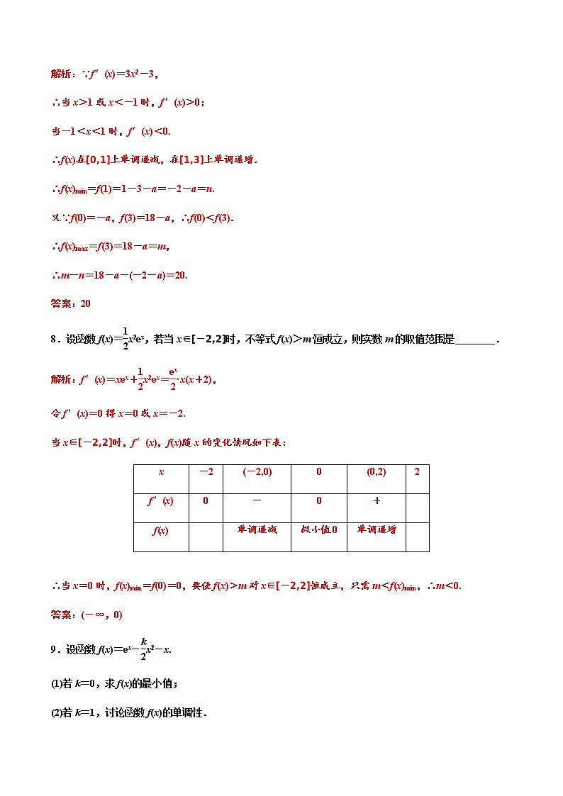 5.3.2　第二课时　函数的最大(小)值（作业）-【上好课】2020-2021学年高二数学同步备课系列（人教A版2019选择性必修第二册） 试卷练习03