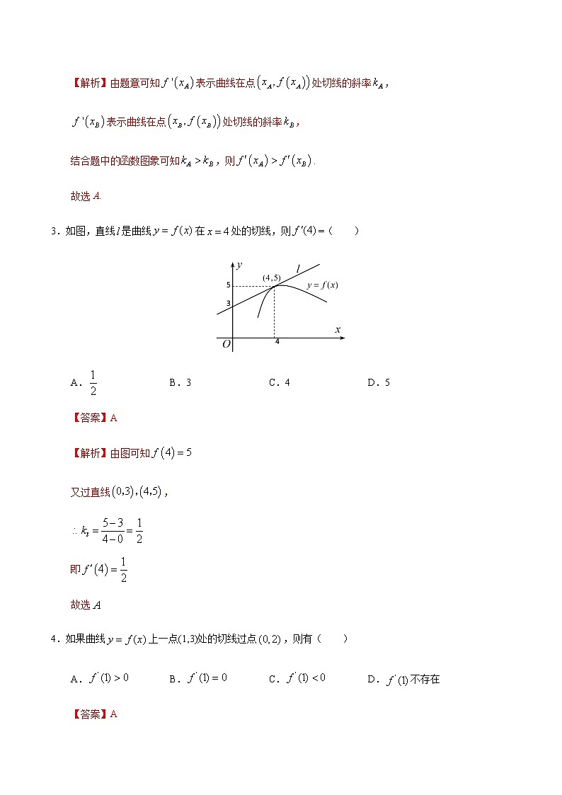 5.1.3 导数的几何意义-2020-2021学年高二数学课时同步练（人教A版选择性必修第二册）试卷02