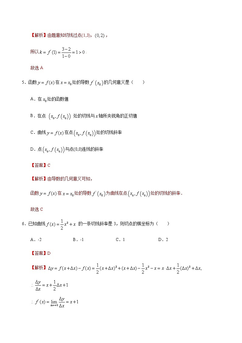 5.1.3 导数的几何意义-2020-2021学年高二数学课时同步练（人教A版选择性必修第二册）试卷03