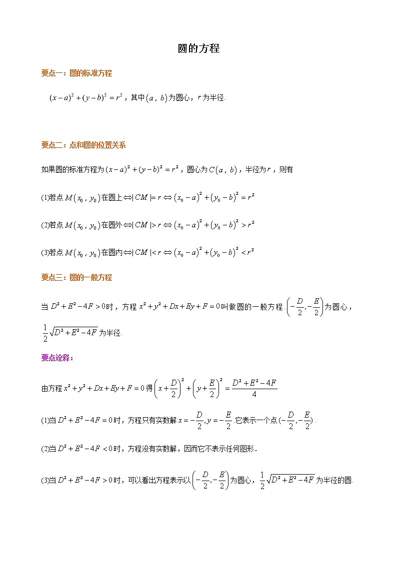 2.4.1-2.4.2圆的方程-【新教材】人教A版高中数学选择性必修第一册同步讲义（学生版+教师版）01