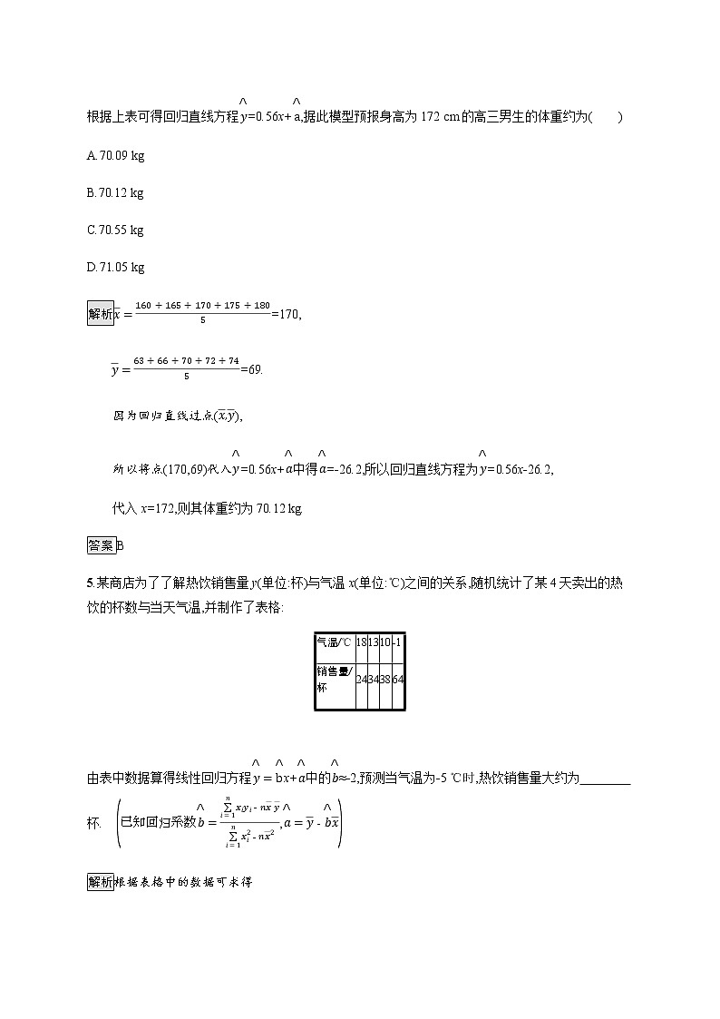 【新教材】4.3.1　一元线性回归模型-人教B版（2019）高中数学选择性必修第二册导学练习03