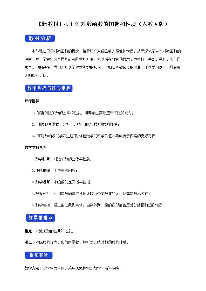 4.4.2 对数函数的图像和性质 教学设计（2）01