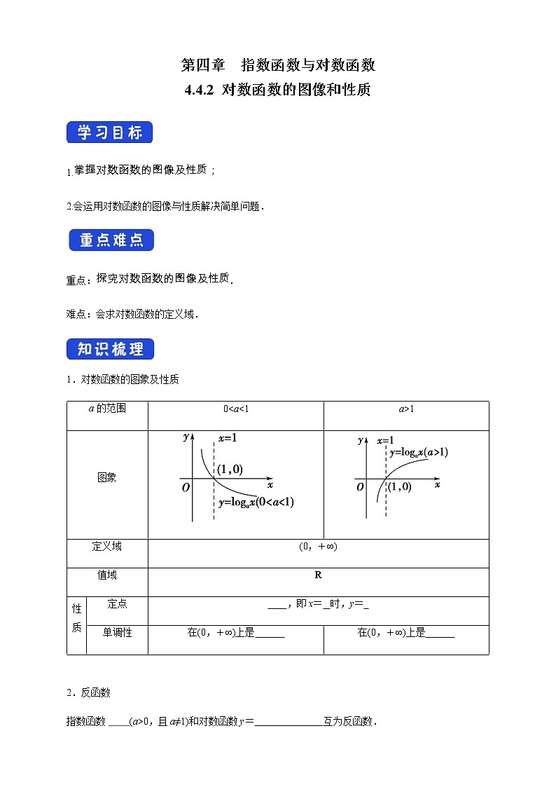 4.4.2 对数函数的图像和性质 导学案（1）01