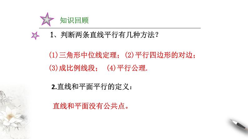 【新教材精创】8.5.2 直线与平面平行（第1课时）直线与平面平行的判断 课件（1）-人教A版高中数学必修第二册(共15张PPT)02