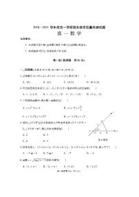 2020-2021学年陕西省渭南市大荔县高一上学期期末考试数学试题 PDF版