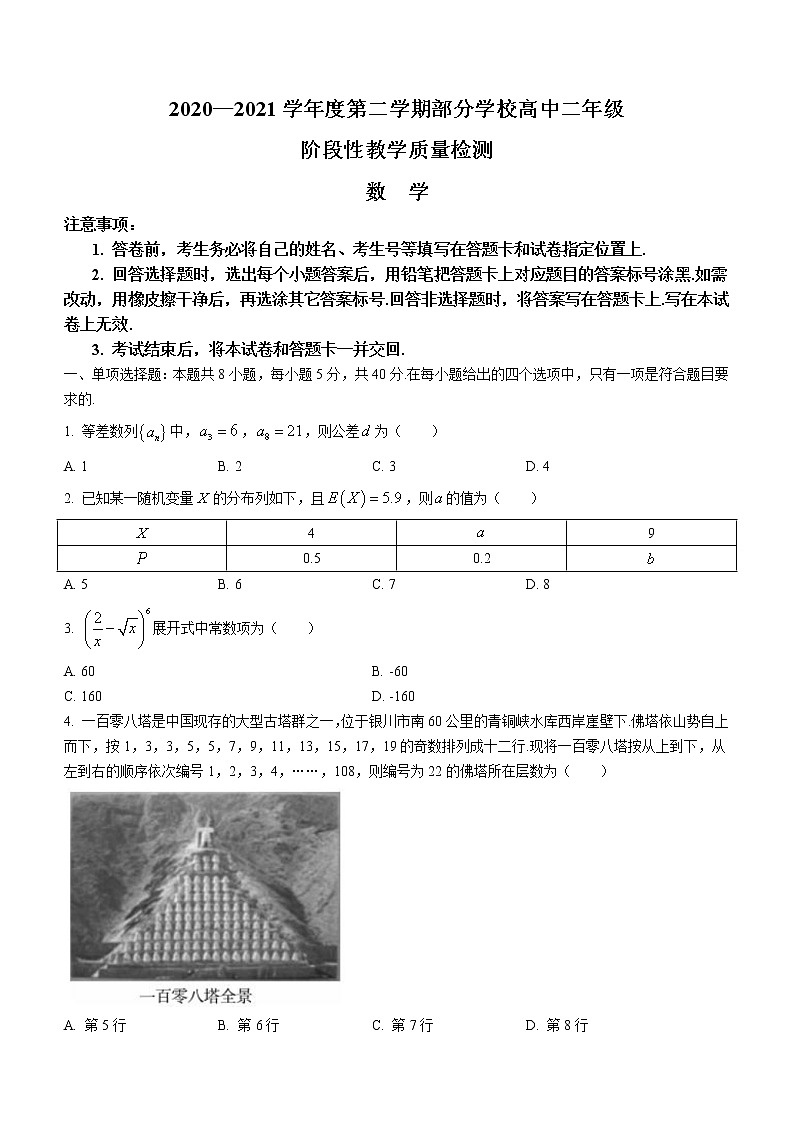山东省淄博市2020-2021学年高二下学期期末数学试题01