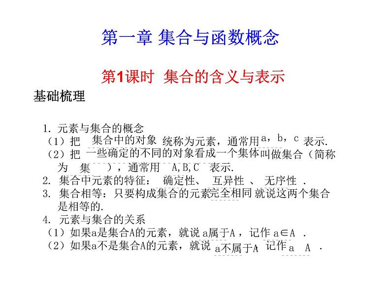 高中数学人教版新课标A 必修1  第一章  集合与函数概念（测评）课件PPT第1页