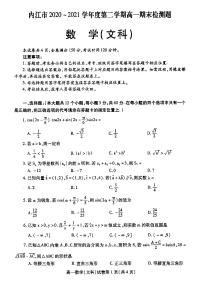 2020-2021学年四川省内江市高一下学期期末检测数学（文）试题 PDF版