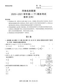 2020-2021学年河南省名校联盟高一下学期期末考试文科数学试题 PDF版
