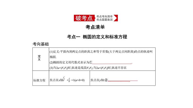 2020版高考数学（天津专用）大一轮精准复习课件：9.3　椭圆及其性质 【KS5U 高考】01