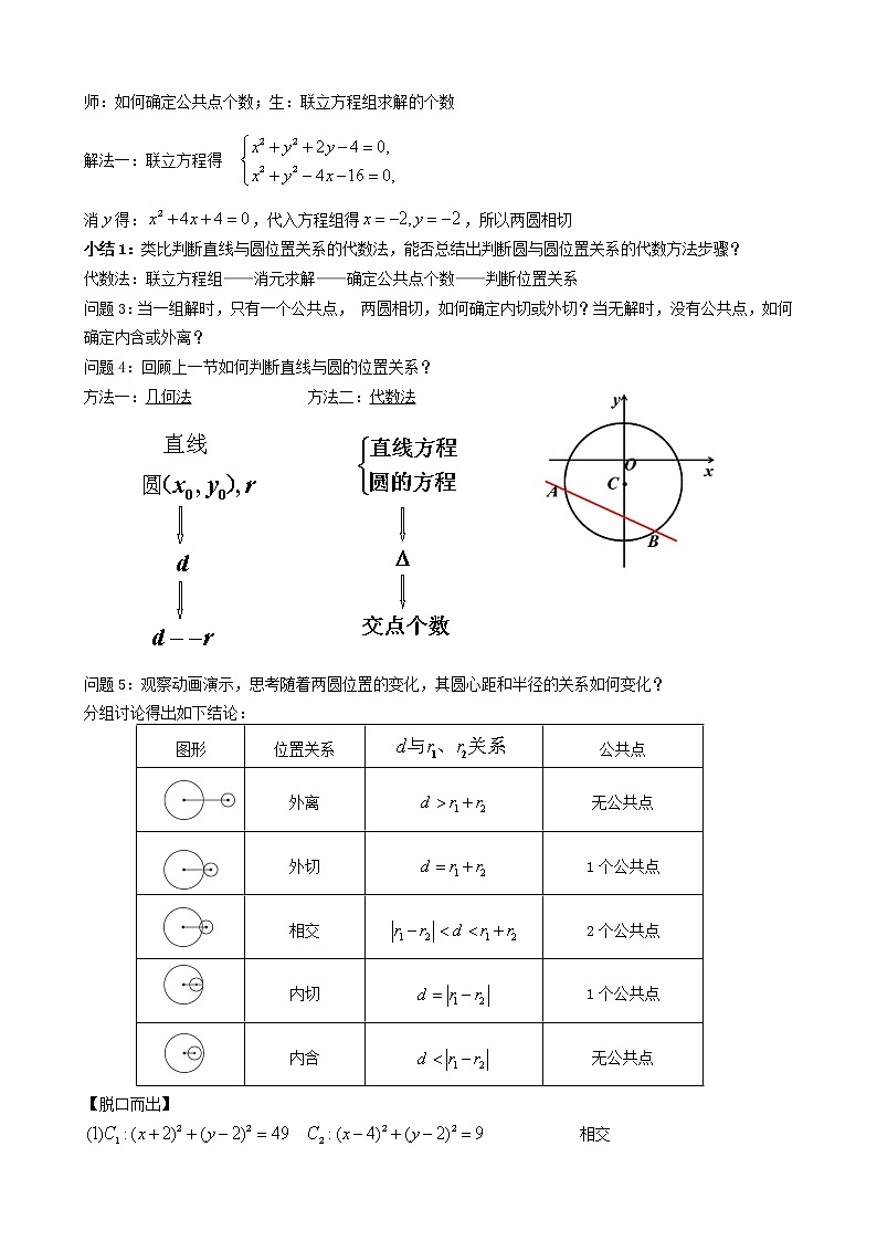 7.3.3 直线与圆、圆与圆的位置关系教案-湘教版数学必修3第3页