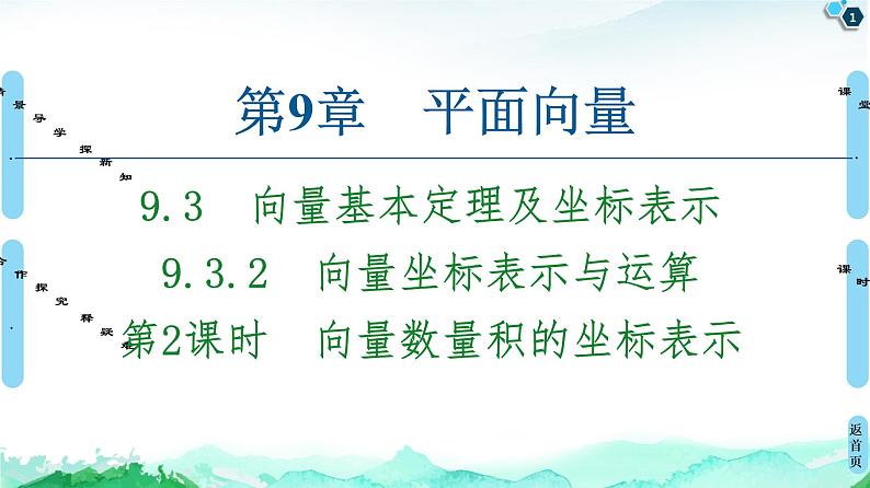 9.3.2第2课时　向量数量积的坐标表示-【新教材】苏教版（2019）高中数学必修第二册课件第1页