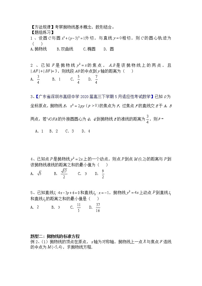 2021高三数学第一轮复习 导学案  第55讲 抛物线（共2课时）02