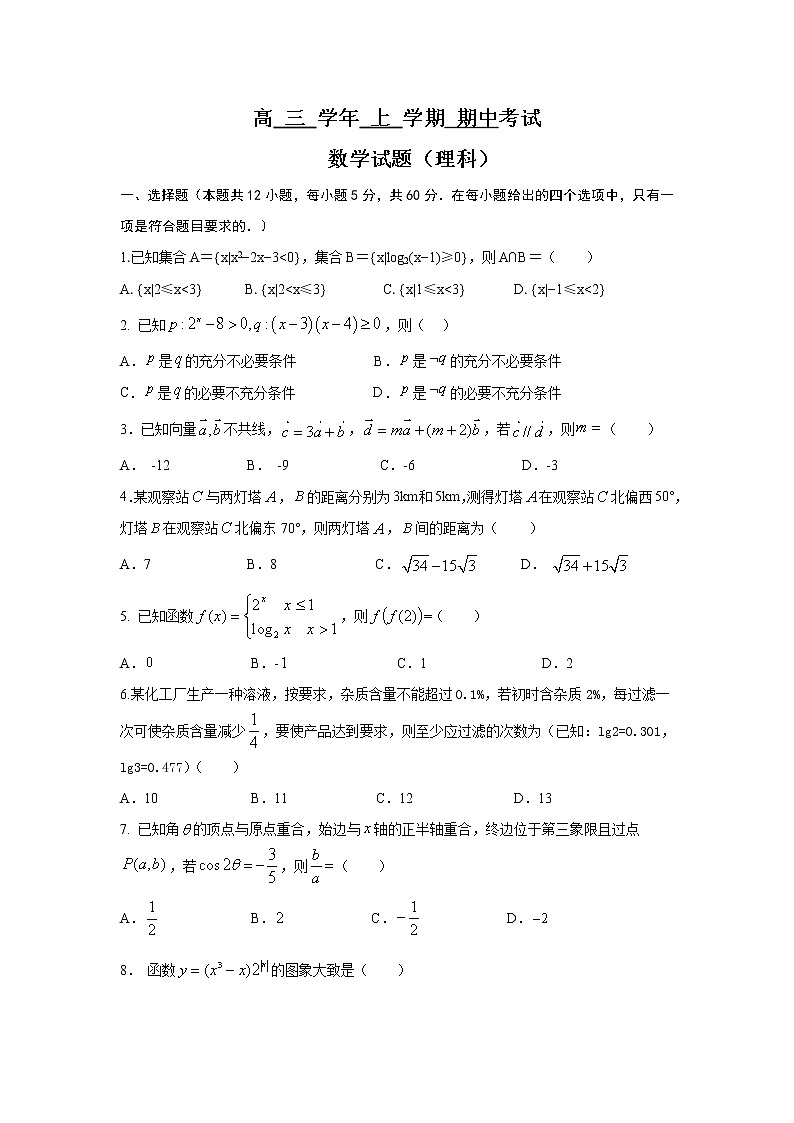 黑龙江省哈尔滨市重点高中2021届高三上学期期中考试 数学（理科）试题（含答案解析）01