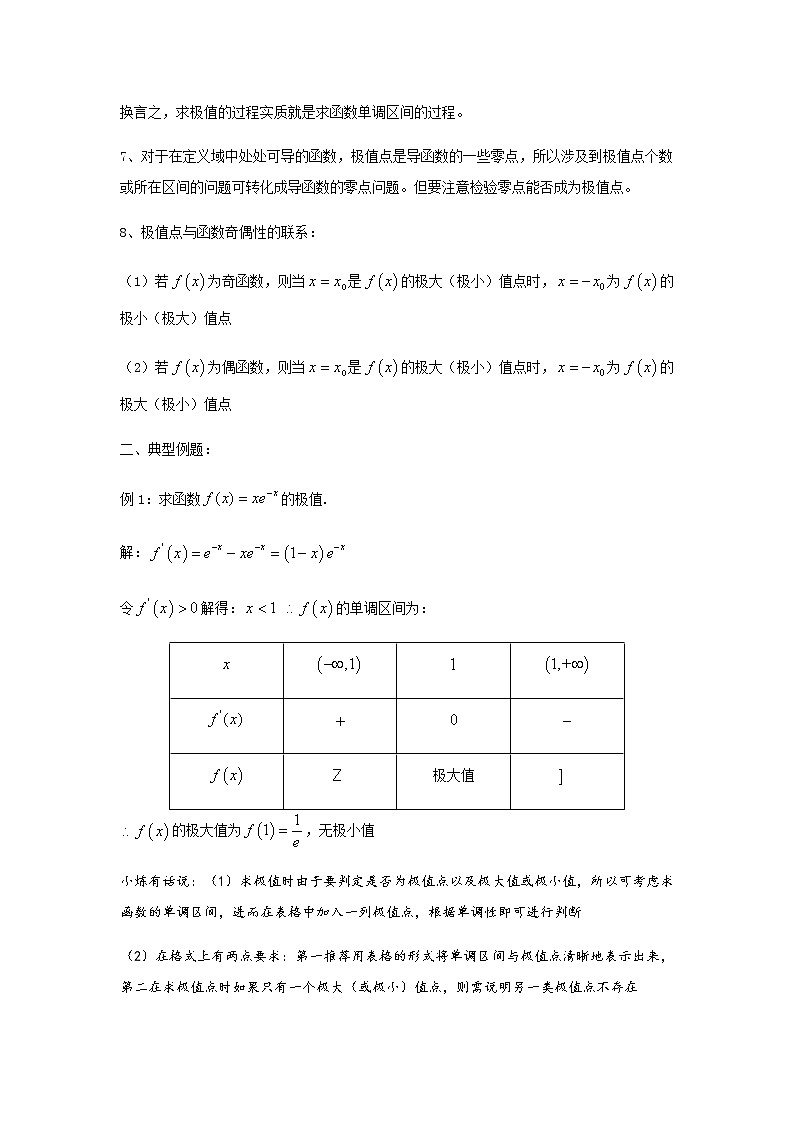 专题17  函数的极值（讲义），（对新课重难点内容进行提升和巩固），人教版，（有解析）教案03