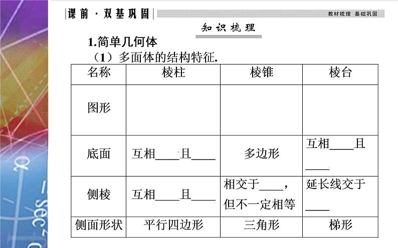 第一节 空间几何体的结构特征及表面积与体积（含答案解析）课件PPT03