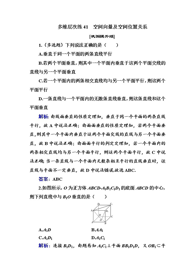 多维层次练41-空间向量及空间位置关系学案第1页