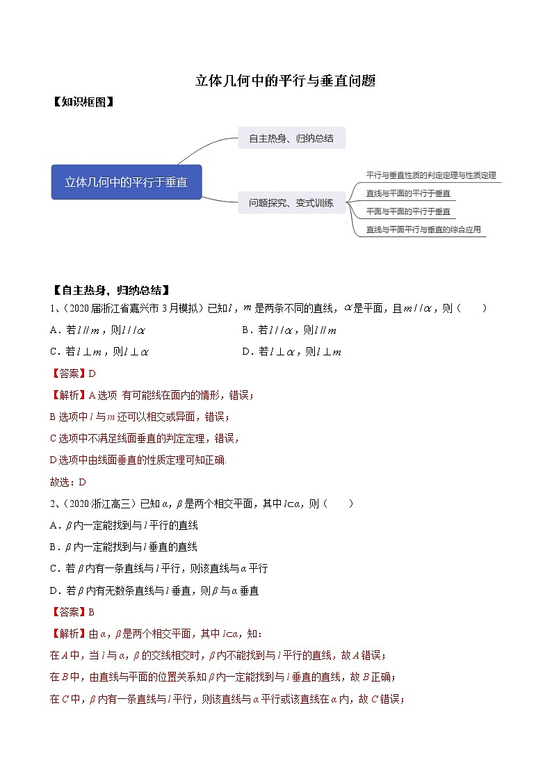 优化提升专题训练（新高考） 立体几何中的平行与垂直问题（含答案解析）学案01