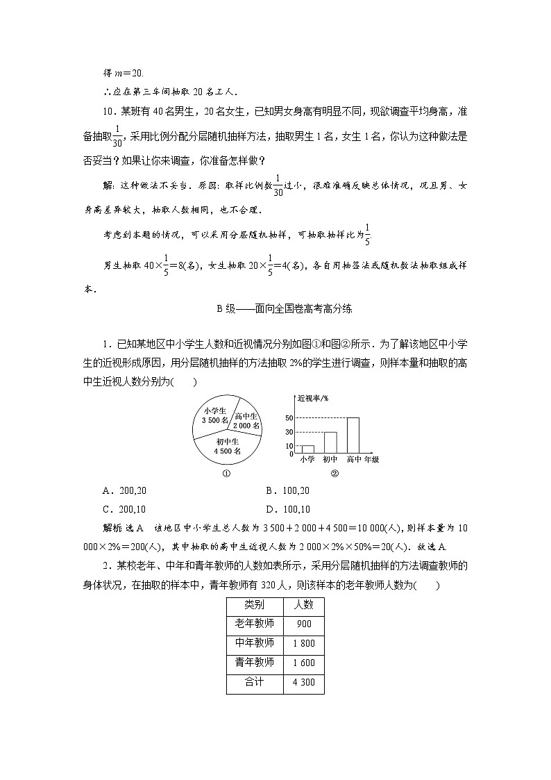 课时跟踪检测（三十六）  分层随机抽样  获取数据的途径03
