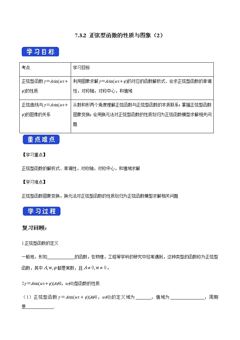 7.3.2 正弦型函数的性质与图象（2）人教B版高中数学必修第三册课件+教案+导学案+练习01