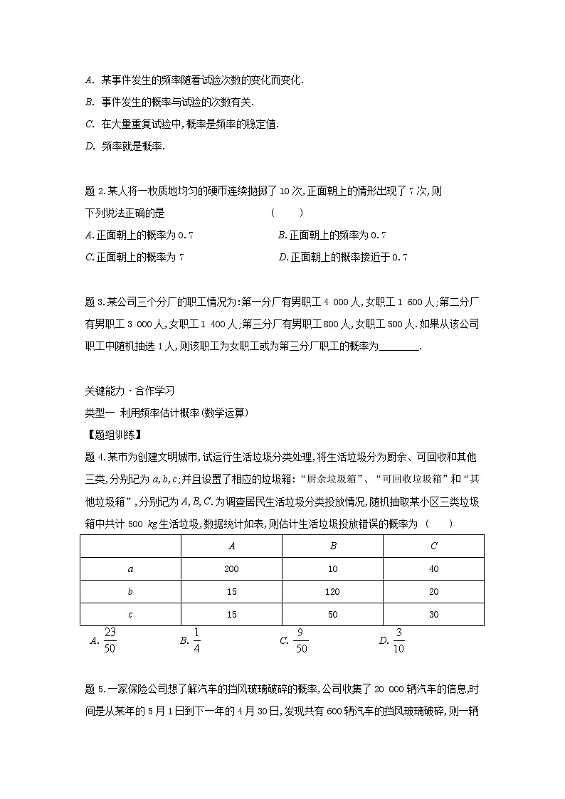 15.2.2频率的稳定性-【新教材】2020-2021学年苏教版（2019）高中数学必修第二册同步教案（学生版+教师版）第2页