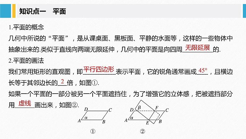 新人教A版必修第二册教学课件：8.4.1平　面05
