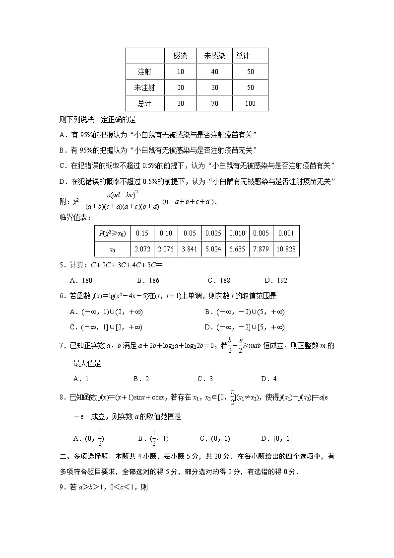 江苏省苏州市2020-2021学年高二下学期期末学业质量调研卷 数学试题 Word版含答案第2页